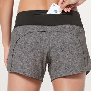 Lululemon Shorts Run Times II 4" Heather Lux Black low rise running pockets